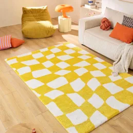 Tapis intérieur à poils longs Swing 383 jaune