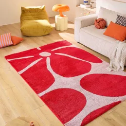 Tapis intérieur à poils longs Swing 385 rouge