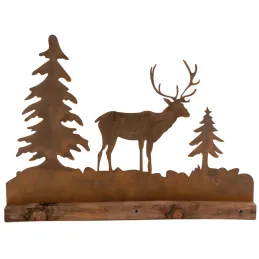 Décor de table en Bois et Métal Cerf et Sapins