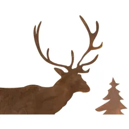 Décor de table en Bois et Métal Cerf et Sapins