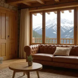 Coussin en lin et coton Bienvenue à la Montagne