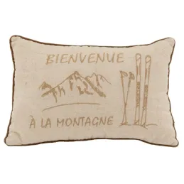 Coussin en lin et coton Bienvenue à la Montagne