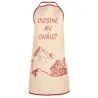 Tablier en lin naturel et rouge "Cuisine au chalet"