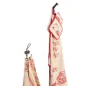Tablier en lin naturel et rouge "Cuisine au chalet"