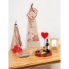 Tablier en lin naturel et rouge "Cuisine au chalet"