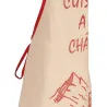 Tablier en lin naturel et rouge "Cuisine au chalet"