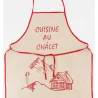 Tablier en lin naturel et rouge "Cuisine au chalet"