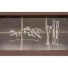 Boîte à thé en bois naturel avec décor montagne et couvercle en verre