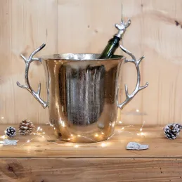 Seau à champagne en aluminium bois de cerf
