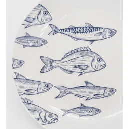 Vaisselle en porcelaine blanche Banc de Poissons