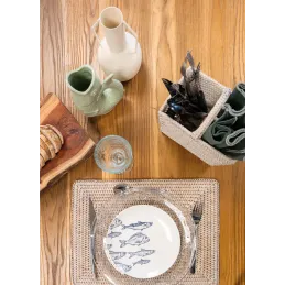 Vaisselle en porcelaine blanche Banc de Poissons