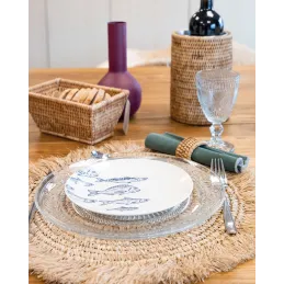 Vaisselle en porcelaine blanche Banc de Poissons