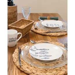 Vaisselle en porcelaine blanche Banc de Poissons