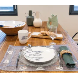 Vaisselle en porcelaine blanche Banc de Poissons