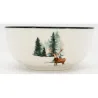 Vaisselle en porcelaine décor Cerf et Sapin, style fait main