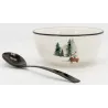 Vaisselle en porcelaine décor Cerf et Sapin, style fait main