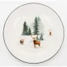 Vaisselle en porcelaine décor Cerf et Sapin, style fait main