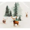 Vaisselle en porcelaine décor Cerf et Sapin, style fait main
