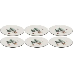 Vaisselle en porcelaine décor Cerf et Sapin, style fait main