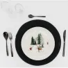 Vaisselle en porcelaine décor Cerf et Sapin, style fait main