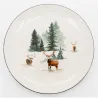 Vaisselle en porcelaine décor Cerf et Sapin, style fait main