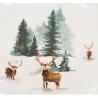 Vaisselle en porcelaine décor Cerf et Sapin, style fait main