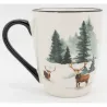 Vaisselle en porcelaine décor Cerf et Sapin, style fait main