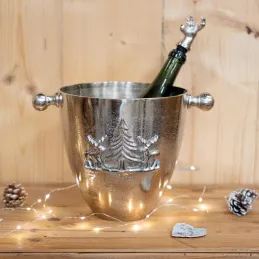 Seau à champagne en aluminium bois de cerf