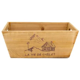 Corbeille en bois rectangulaire "La vie de chalet"