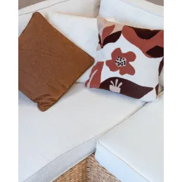 Coussin en coton velours Rouille