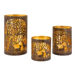 Photophores en métal doré antique Cerf