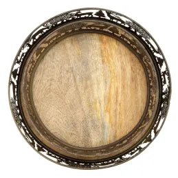 Plateaux en métal doré antique  et manguier Cerf et Biche