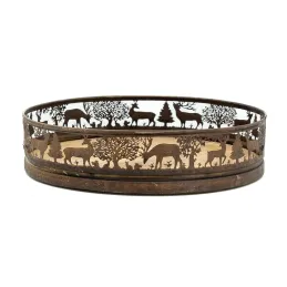 Plateaux en métal doré antique  et manguier Cerf et Biche