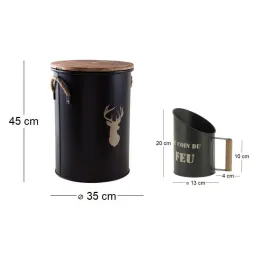 Tabouret et seau à pellets avec pelle Au coin du feu