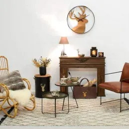 Tabouret et seau à pellets avec pelle Au coin du feu