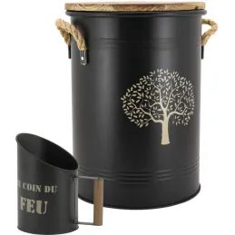 Tabouret et seau à pellets avec pelle Au coin du feu