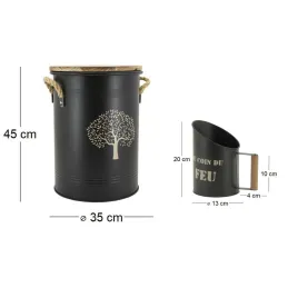 Tabouret et seau à pellets avec pelle Au coin du feu