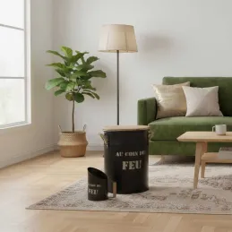 Tabouret et seau à pellets avec pelle Au coin du feu