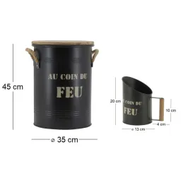 Tabouret et seau à pellets avec pelle Au coin du feu