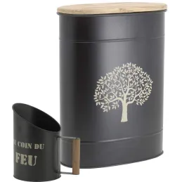 Tabouret et seau à pellets avec pelle Au coin du feu