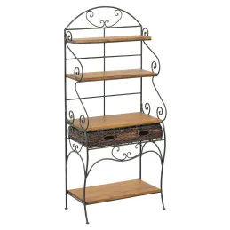 Etagère boulangère en métal et pin
