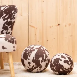 Coussin/pouf boule effet peau de vache