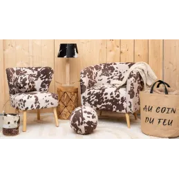 Coussin/pouf boule effet peau de vache