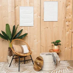 Pouf / coffre en laine et manguier