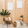Pouf / coffre en laine et manguier
