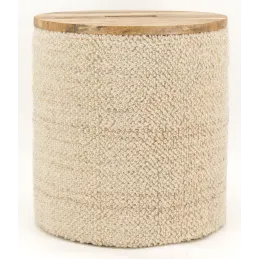 Pouf / coffre en laine et manguier