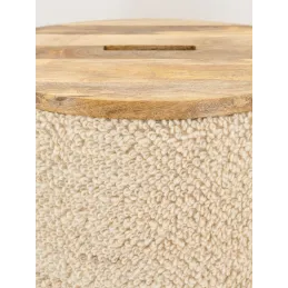 Pouf / coffre en laine et manguier