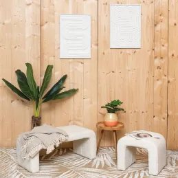 Banc blanc tissu bouclettes
