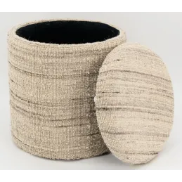 Pouf / coffre bouclette en laine