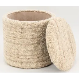 Pouf / coffre en laine bouclette